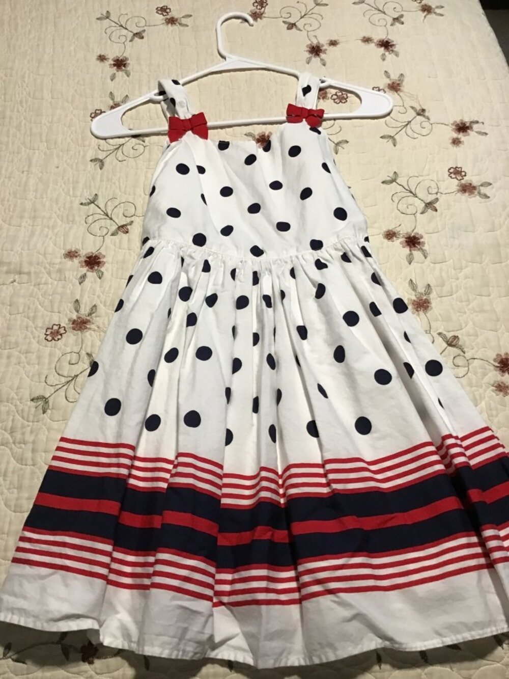 Gymboree Girl's Size 10 Black Polka Dot Parisian Style Sundress w/ Striped Hem